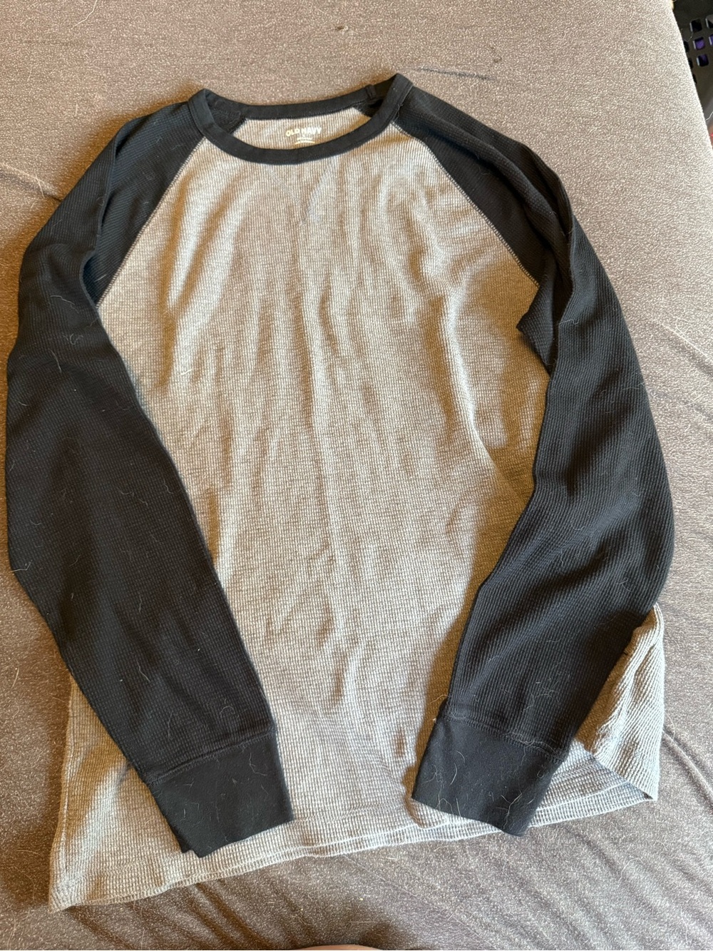 Old Navy Black and Gray Waffle Long Sleeve
